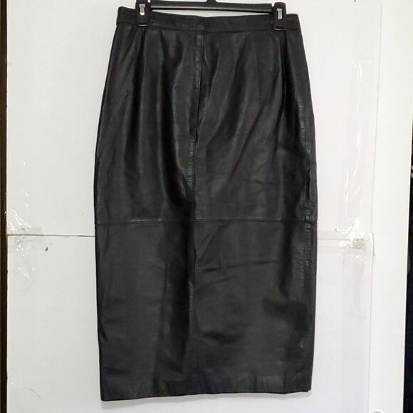 A Berman's Vintage Leather Pencil Skirt Retro Sexy Bodycon Slit Back Sir… - Picture 1 of 10